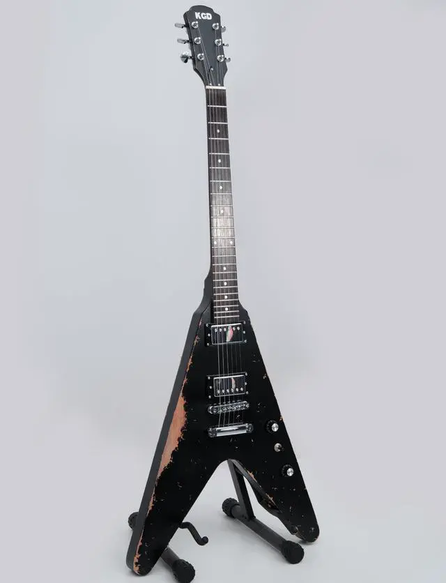 Alt view image 3 of 7 - Relic V Electric Guitar,Mahogany Body and Neck,Rosewood Fingerboard,Bone Nut,6-String Relic Heavy Metal Guitar,Professional/Electric Guitars for Adults