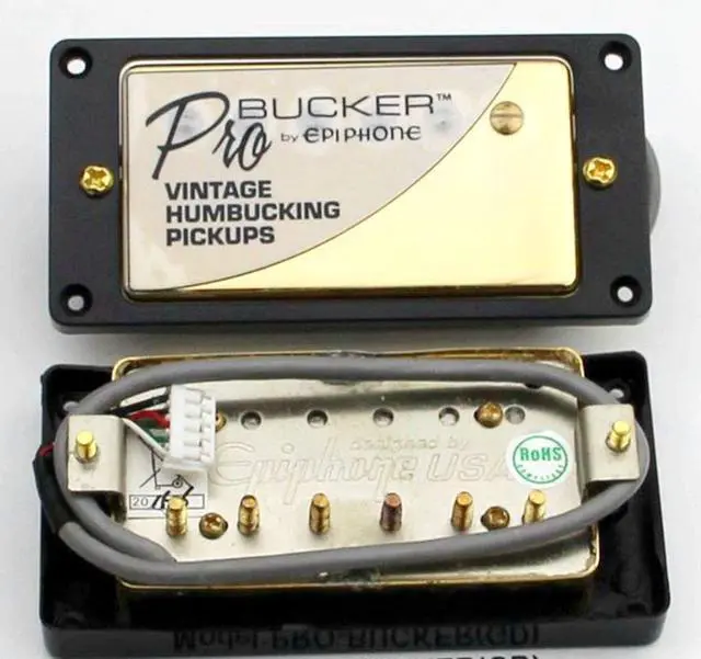 Alt view image 5 of 7 - 1 Set ProBucker Alnico Bridge&Neck Pickups with Pro Wiring Harness Pots&3 Way Switches for electric guitar (Gold Black Ring)