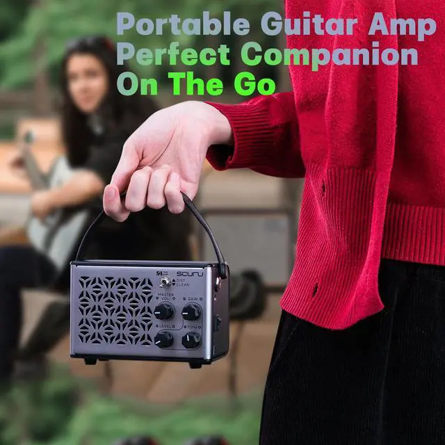 Alt view image 2 of 7 - Portable Guitar Amp,10W Mini Guitar Amplifier,Distortion,Clean Practice Amps for Electric Guita,Rechargeable Amp with Aux,Buletooth
