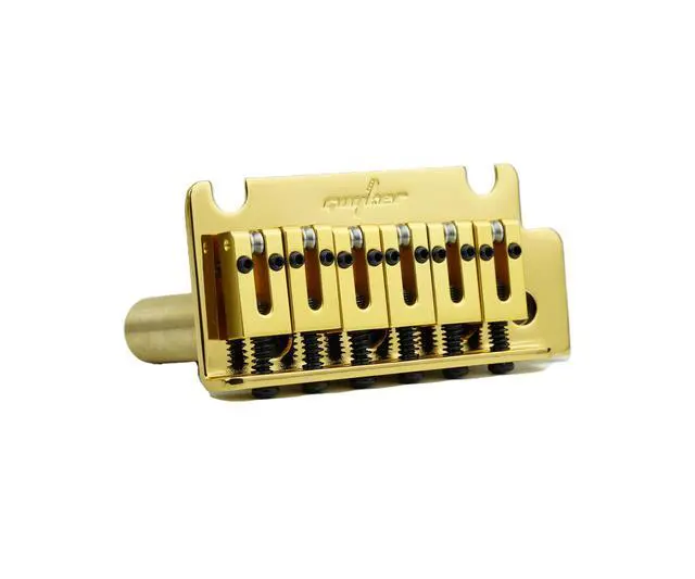 Alt view image 3 of 6 - Guitar Tremolo Bridge with Brass Roller Saddle String Space 10.5mm & Brass Block & Spring and Claw, Pop-In Vibrato Bar, Complete Install Kit for Start ST Electric Guitar(GG-2001, Gold)