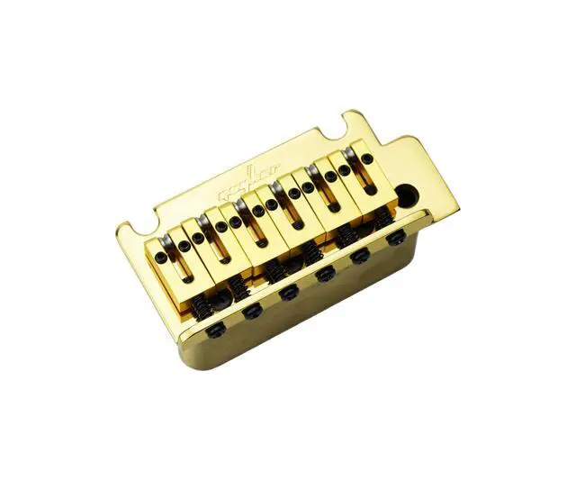 Alt view image 4 of 6 - Guitar Tremolo Bridge with Brass Roller Saddle String Space 10.5mm & Brass Block & Spring and Claw, Pop-In Vibrato Bar, Complete Install Kit for Start ST Electric Guitar(GG-2001, Gold)