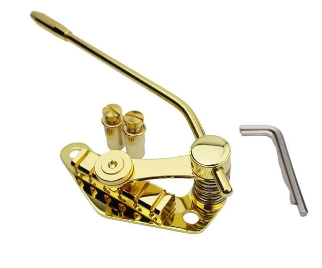 Alt view image 3 of 7 - Tune-O-Matic Style Electric Guitar Bridge Stop Bar Tailpiece Tremolo Compatible with LP SG Guitars TM85, Gold