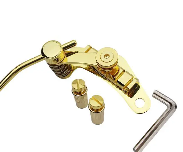 Alt view image 7 of 7 - Tune-O-Matic Style Electric Guitar Bridge Stop Bar Tailpiece Tremolo Compatible with LP SG Guitars TM85, Gold