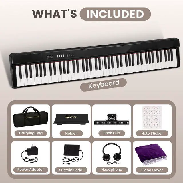 Alt view image 7 of 7 - Magnetic Detachable Folding Piano Keyboard, 88 Key Semi-Weighted