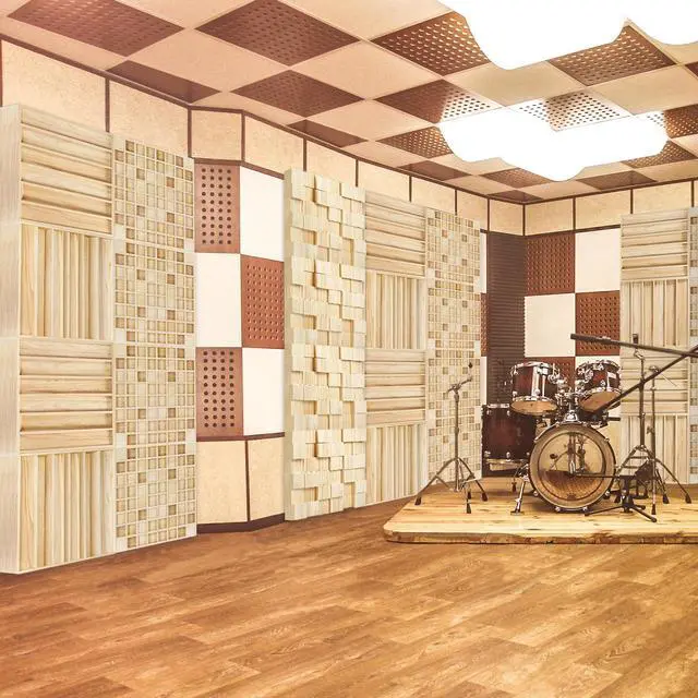 Alt view image 4 of 5 - Wood Sound Diffuser - 24 X 24 X 2.8 Inches Thick Acoustic Diffusion Panels Add Listening Room Musical Liveliness, Quadratic Residue Diffusor for Wall and Ceiling Acoustical Treatment (3D)