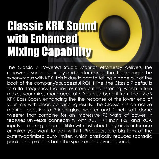 Alt view image 2 of 7 - Classic 7 Powered Two-Way Professional Studio Monitor