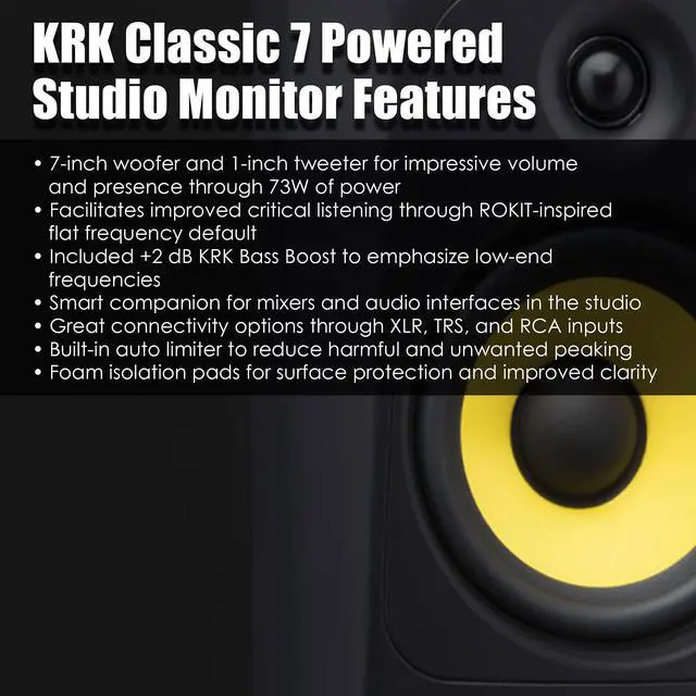 Alt view image 4 of 7 - Classic 7 Powered Two-Way Professional Studio Monitor