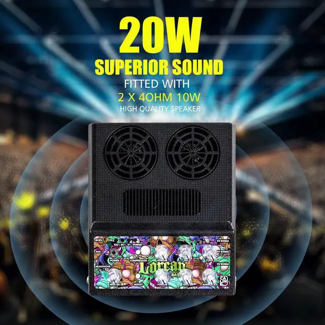 Alt view image 2 of 6 - Bass Amp,20W Portable Bass Amplifier for Bass Guitar,Compressor,Boost Effect, Mini Portable Bass Combo Amp with Aux in,Bluetooth,Headphone Jack and 9V Pedal Power Output