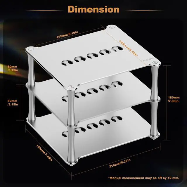 Alt view image 7 of 7 - BK1 Desktop HiFi Stand: Aluminum Audio Rack A1 D1 Q1 Amplifier DAC Preamp with Passive Cooling Modular Stack Design for Home Desk Setup