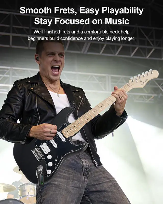 Alt view image 7 of 7 - UST-150 Beginner Electric Guitar, Lightweight ST Style Guitar with Matte Natural Finish, Easy to Play for New Players, Perfect for Home Practice, Learning and First Guitar Experience, Black