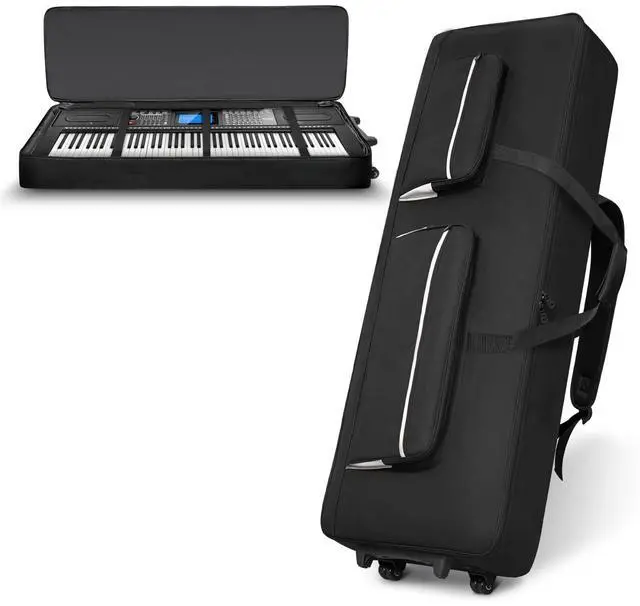 Main image of 88Key Keyboard Case with Wheels & Adjustable Shoulder Straps Padded Rolling Gig Bag with 4 Accessory Pockets, for Digital Piano, Synthesizer & Keyboard, 57.1"x18.1"x6.9"