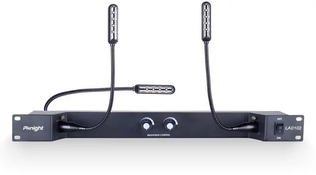 Main image of Rack Mount Gooseneck LED Light, 3 Dimmable Lamps, PowerCON Input, Brightness Control, Detachable XLR, Metal Housing LA0102