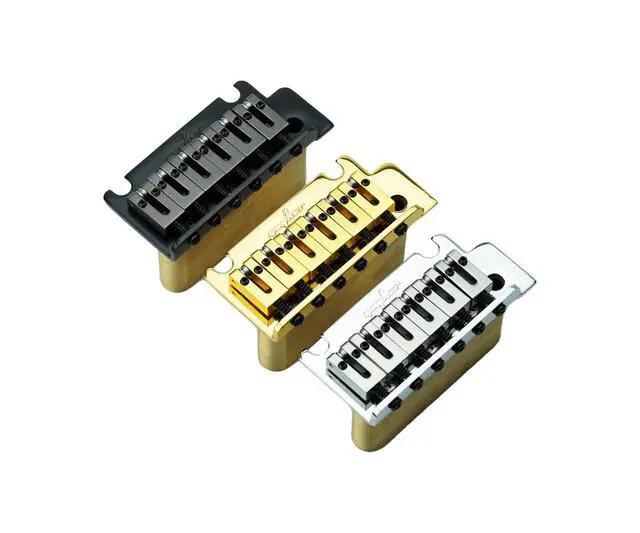 Alt view image 6 of 6 - Guitar Tremolo Bridge with Brass Roller Saddle String Space 10.5mm & Brass Block & Spring and Claw, Pop-In Vibrato Bar, Complete Install Kit for Start ST Electric Guitar(GG-2001, Gold)