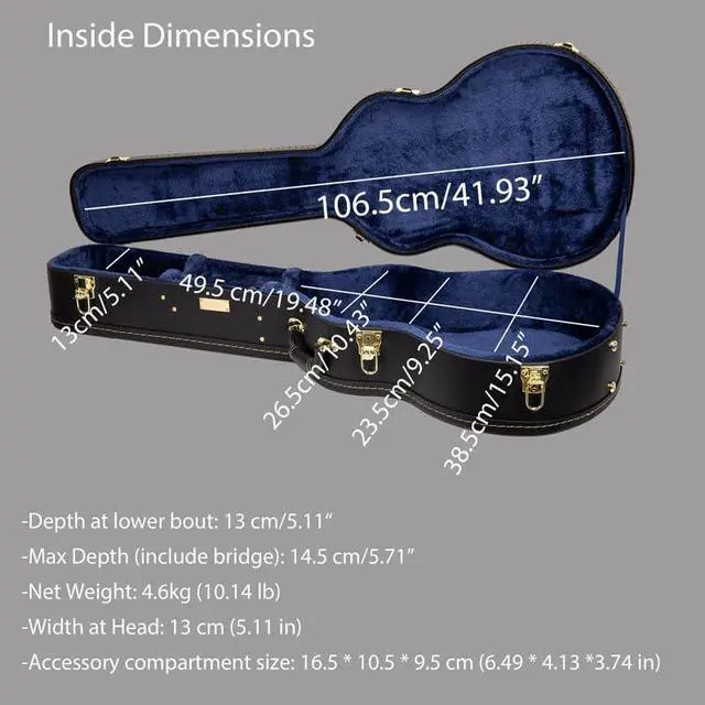 Alt view image 7 of 7 - Wooden Guitar Case for 14-Fret L-00, Martin CEO, Taylor GC, Yamaha AC/LS | Locking Latch, Storage Compartment Vinyl Tweed (CRW620-L00TW)