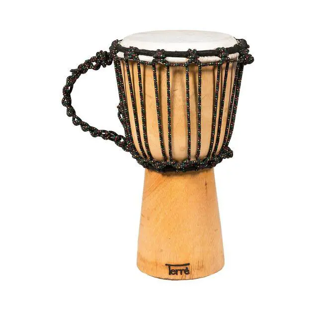 Alt view image 5 of 6 - Djembe Handmade Drum 12" Tall 6.5-7" Head Mahogany Wood Goat Skin | Handmade drum with natural materials; warm, resonant sound for beginners, performers, and percussion practice