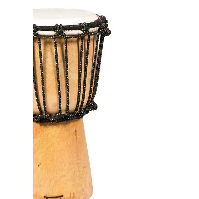 Alt view image 3 of 6 - Djembe Handmade Drum 12" Tall 6.5-7" Head Mahogany Wood Goat Skin | Handmade drum with natural materials; warm, resonant sound for beginners, performers, and percussion practice