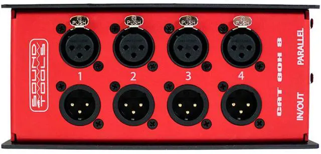 Main image of CAT Box 8 Analog Audio Over CAT Stagebox 4 Male, 4 Female XLR | Passive Audio DMX AES3 COM Transport etherCON Daisy Chain Analog Audio Over Cat Cable with Phantom Power Support