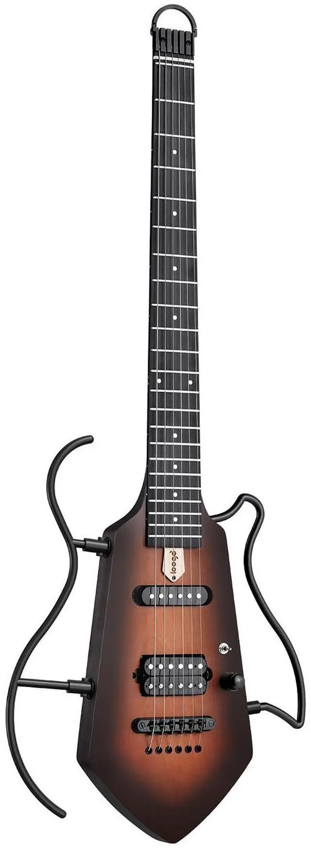 Main image of Mini Travel Electric Guitar, Small Lightweight Headless Guitar for Practice, Portable Compact Solid Body Easy Assemble Stands with Gig Bag, Sunburst