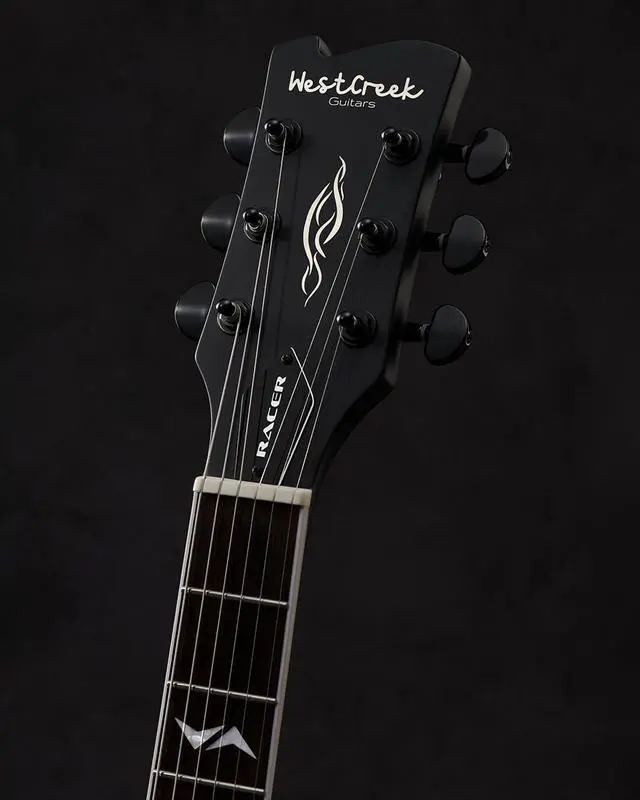 Alt view image 5 of 6 - WestCreek RACER Solid Body Electric Guitar | Double Cut guitar, Rounded End Frets, Bone nut, Rosewood Fingerboard, Mahogany Body (Matte Purple)