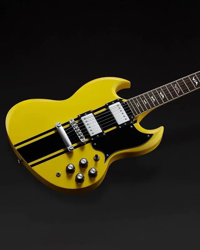 Alt view image 4 of 7 - WestCreek RACER Solid Body Electric Guitar | Double Cut guitar, Rounded End Frets, Bone nut, Rosewood Fingerboard, Mahogany Body (Bumble-B)