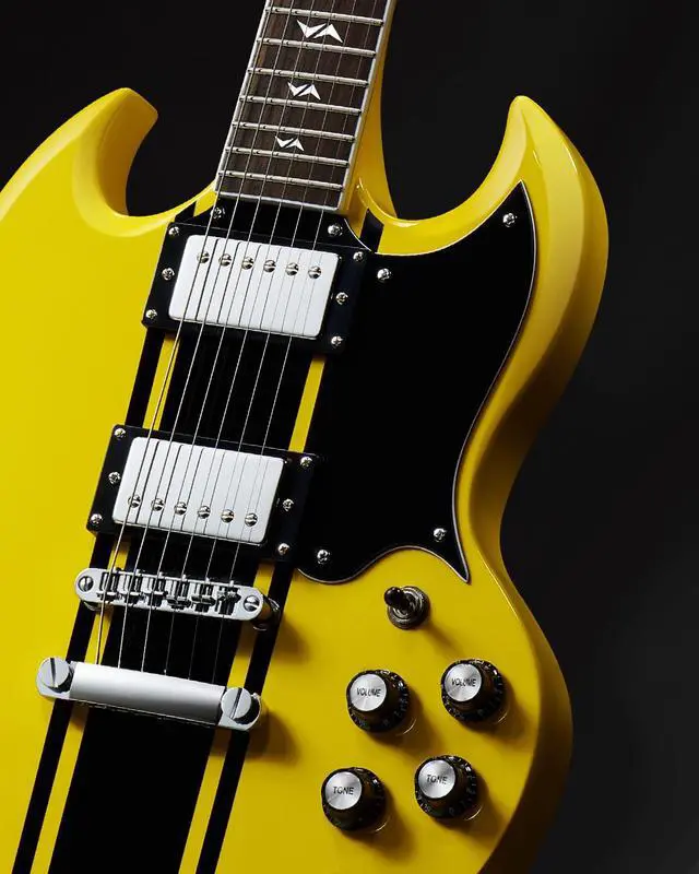 Alt view image 6 of 7 - WestCreek RACER Solid Body Electric Guitar | Double Cut guitar, Rounded End Frets, Bone nut, Rosewood Fingerboard, Mahogany Body (Bumble-B)
