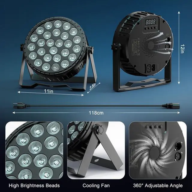 Alt view image 5 of 7 - LED Par Light RGBW 4in1 160W 27Leds Stage Lights Remote & DMX Controlled Sound Activated Auto Play 8/4 Channel Uplights for Events Wedding Halloween Birthday Party Dance Stage Lighting (4 Packs)