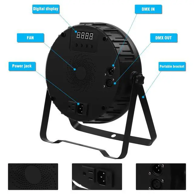 Alt view image 7 of 7 - LED Par Light RGBW 4in1 160W 27Leds Stage Lights Remote & DMX Controlled Sound Activated Auto Play 8/4 Channel Uplights for Events Wedding Halloween Birthday Party Dance Stage Lighting (4 Packs)