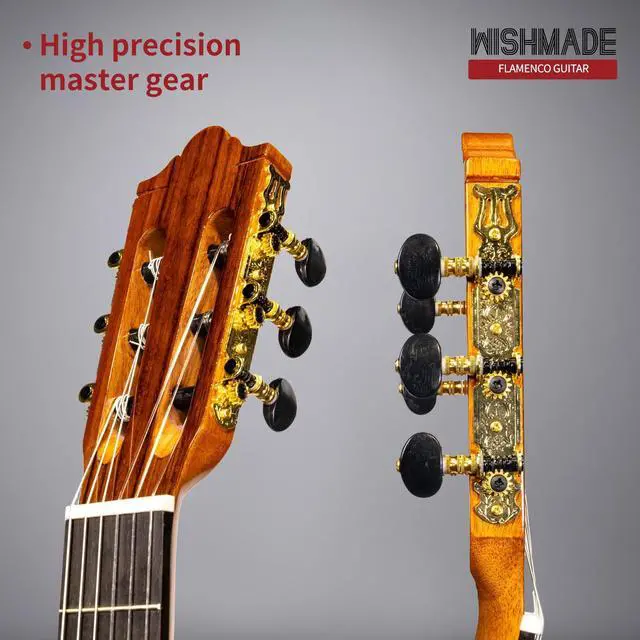 Alt view image 6 of 7 - Thin Body Acoustic Electric Classical Nylon Guitar Beginner Adult | Spruce top, Sapele back and sides, thin body with 2-band EQ and tuner for amplified flamenco, includes padded gig bag