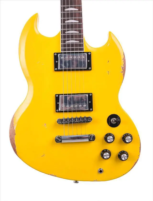 Alt view image 2 of 7 - Relic Electric Guitar,Solid Body Electric Guitar With Mahogany Body and Neck,Rosewood Fingerboard,Bone Nut,SG style 6-String Guitar,Professional/Electric Guitars for Adults