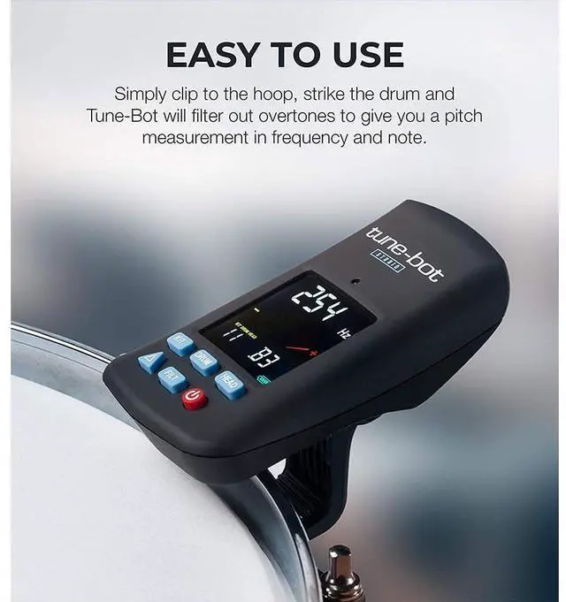 Alt view image 4 of 7 - Studio TBS-001 Digital Drum Tuner - Clip-On Tuner for Acoustic Drum Kits Bundle with Watson AAA NiMH Batteries and AA-C4H 4-Hour Rapid Charger