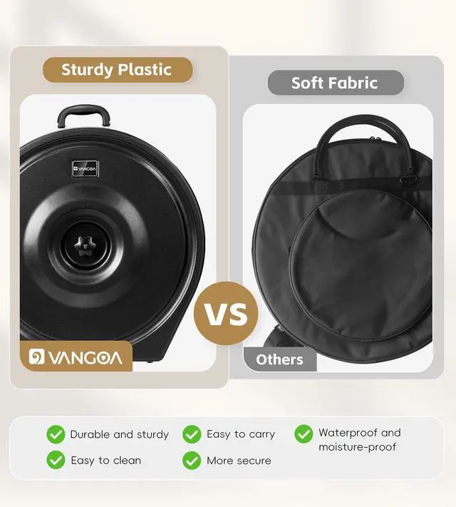 Alt view image 2 of 7 - Upgrade Hard Cymbal Case with Wheels, Rolling Cymbal Vault with Foam Washers Fits Up to 7 * 22" Cymbals, Drum Cymbal Bags with Pull Handle (PE-22), Elite Black