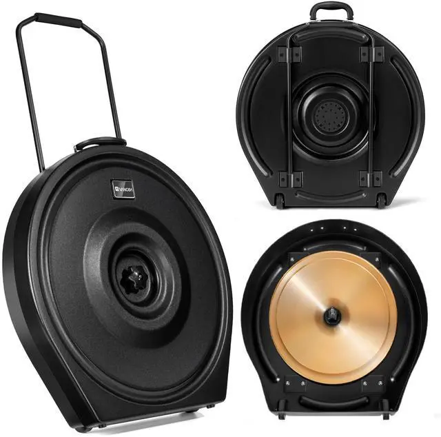 Main image of Upgrade Hard Cymbal Case with Wheels, Rolling Cymbal Vault with Foam Washers Fits Up to 7 * 22" Cymbals, Drum Cymbal Bags with Pull Handle (PE-22), Elite Black