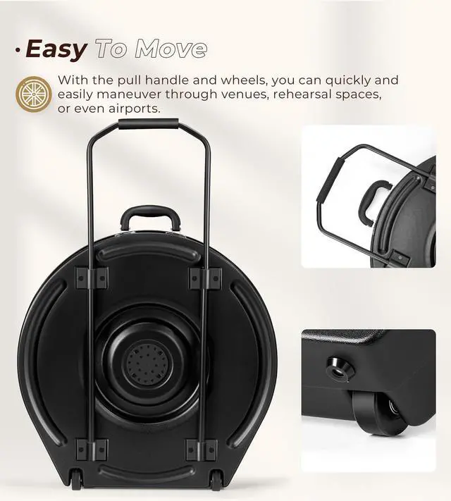 Alt view image 5 of 7 - Upgrade Hard Cymbal Case with Wheels, Rolling Cymbal Vault with Foam Washers Fits Up to 7 * 22" Cymbals, Drum Cymbal Bags with Pull Handle (PE-22), Elite Black
