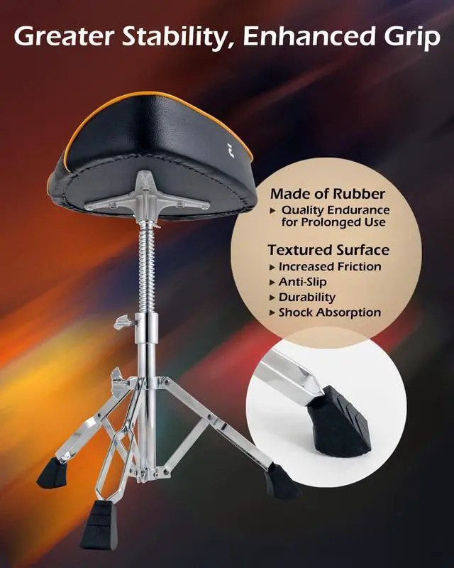 Alt view image 7 of 7 - Premium Motorcycle Drum Throne, Rotatable Stool, Memory Foam Cushion with Anti-Skid Groove, Threaded Height Adjustment with Die-Cast Tripod. Edge Hardware Design NE1M