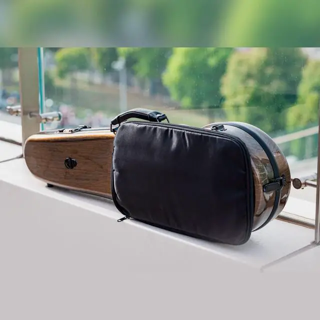 Alt view image 5 of 7 - 4/4 Full Size Violin case High-Strength Carbon Fiber Triangle Violin Music Bag With Combination Lock and Extra Bag Golden Violin Hard Case (VB-Trianglee-Golden spot)