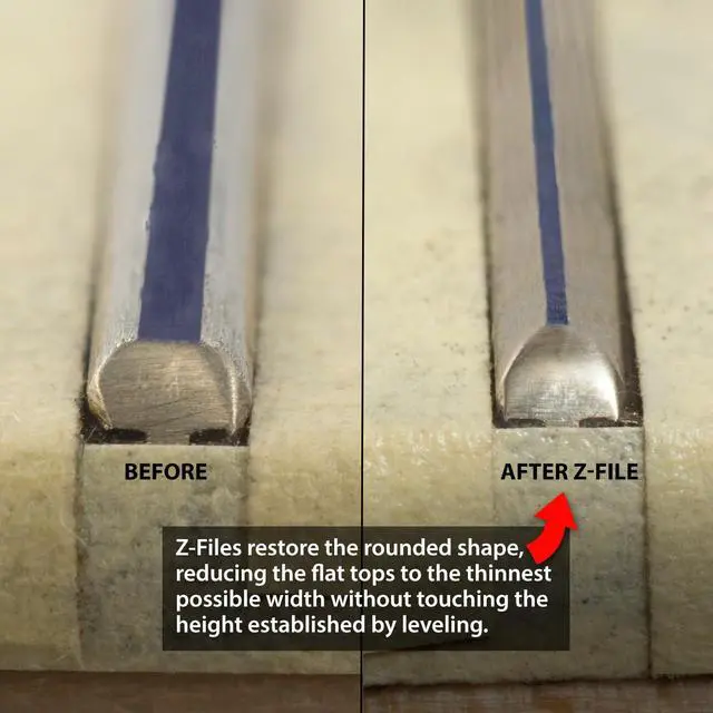Alt view image 7 of 7 - Compact Original Z-File Fret Crowning File, 300 Grit | Offset Angles Work Fret Sides Not Tops, Ideal for Worn Low and Wide Frets, 300 Grit Diamond Guitar Fret File