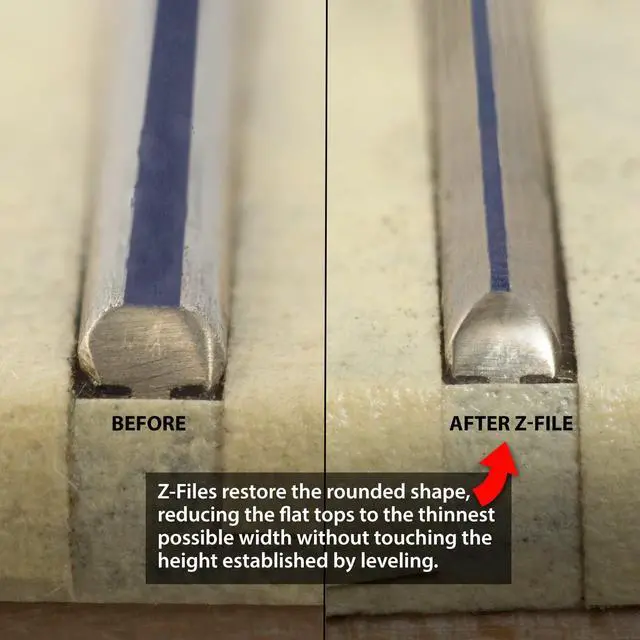 Alt view image 5 of 6 - Compact Original Z-File Fret Crowning File, 150 Grit | Offset Angles Work Fret Sides Not Tops, Ideal for Worn Low and Wide Frets, 150 Grit Diamond Guitar Fret File