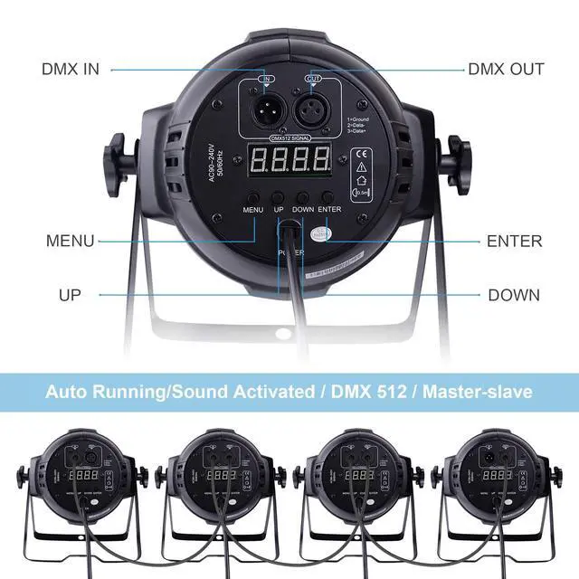 Alt view image 4 of 7 - DJ Lights, 54 x 3W RGB LED Stage Par Lights, DMX/Sound(LPC007, 1P) | Auto/Sound/DMX512/Master,Lighting range 6~10M,optical angle 26°,Built-in cooling fan,for Church,Concert,Wedding,Party,Bar