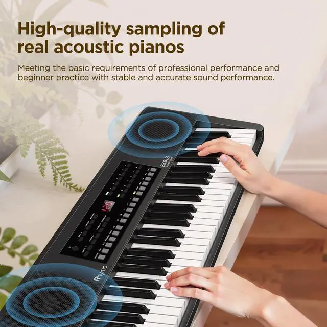 Alt view image 4 of 7 - 61 Key Keyboard Piano, Electric Piano Keyboard with Touch Response | 300 Tones, 300 Rhythms, LED Display, Music Stand, Learning Keyboard Piano for Beginners, Built-in Speakers