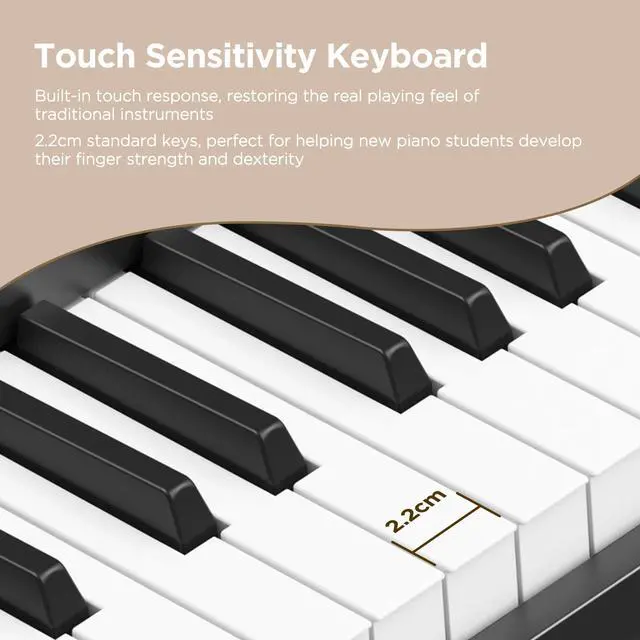 Alt view image 5 of 7 - 61 Key Keyboard Piano, Electric Piano Keyboard with Touch Response | 300 Tones, 300 Rhythms, LED Display, Music Stand, Learning Keyboard Piano for Beginners, Built-in Speakers
