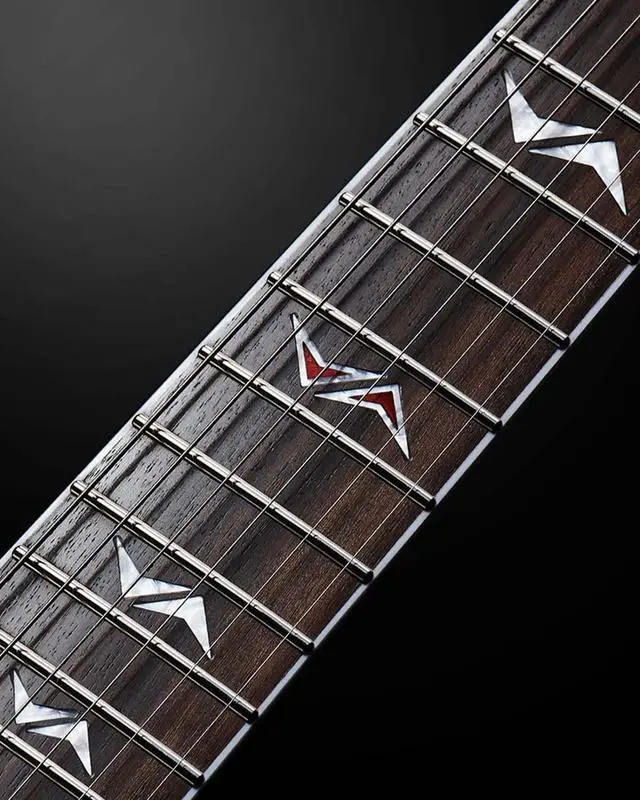 Alt view image 6 of 7 - WestCreek RACER Solid Body Electric Guitar | Rounded End Frets, Bone nut, Rosewood Fingerboard, Mahogany Body (Black-Red Stripe)