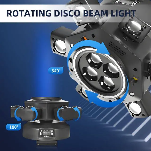 Alt view image 3 of 7 - Moving Head DJ Lights, 6 Arms Party Fixtures with Light Strip, 150W RGBW 4 in1 LED Stage Lights, DMX512 & Sound Activated Rotating Light, for Parties Disco Club Bar KTV Wedding