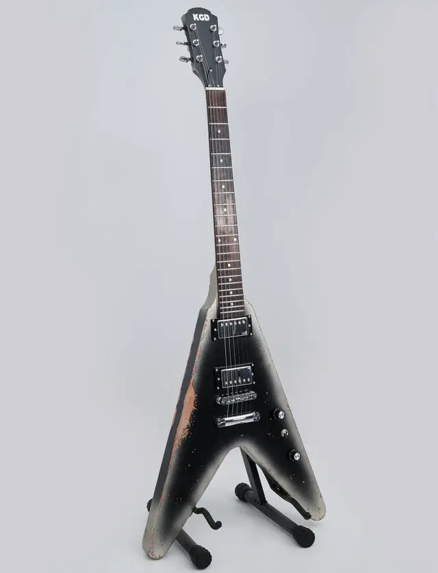 Alt view image 7 of 7 - Relic V Electric Guitar,Mahogany Body and Neck,Rosewood Fingerboard,Bone Nut,6-String Relic Heavy Metal Guitar,Professional/Electric Guitars for Adults