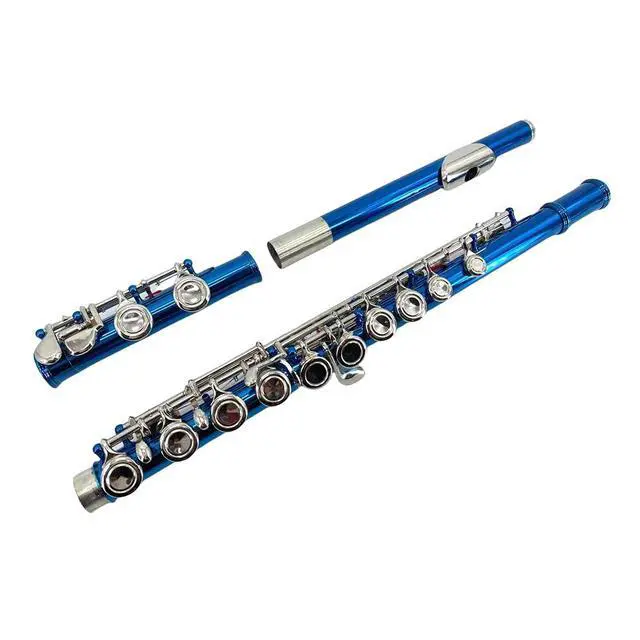 Alt view image 4 of 7 - 16 Key Closed Hole C Flute for Beginners, Students, Adults Silver Plated Nickel Flute with Carrying Case, Cleaning Kit, Tuning Rod, Gloves Lightweight, Durable & Easy to Play (Blue)