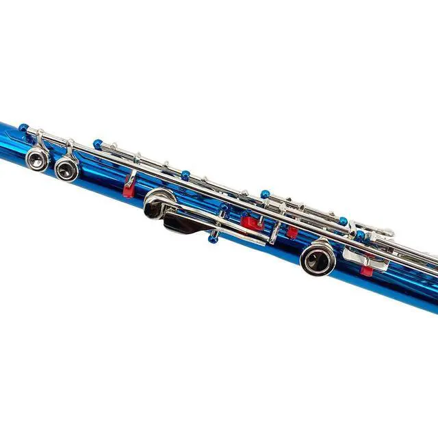 Alt view image 5 of 7 - 16 Key Closed Hole C Flute for Beginners, Students, Adults Silver Plated Nickel Flute with Carrying Case, Cleaning Kit, Tuning Rod, Gloves Lightweight, Durable & Easy to Play (Blue)