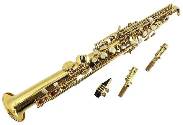 Alt view image 5 of 7 - Bb Straight Soprano SaxophoneGold Lacquer Finish, Ergonomic Design with Case, Mouthpiece, Neck Strap & Accessories, Ideal for Beginners & Advanced PlayersGolden