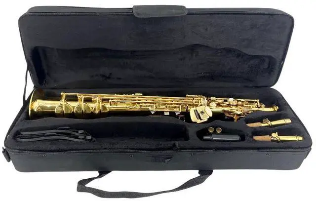 Alt view image 6 of 7 - Bb Straight Soprano SaxophoneGold Lacquer Finish, Ergonomic Design with Case, Mouthpiece, Neck Strap & Accessories, Ideal for Beginners & Advanced PlayersGolden