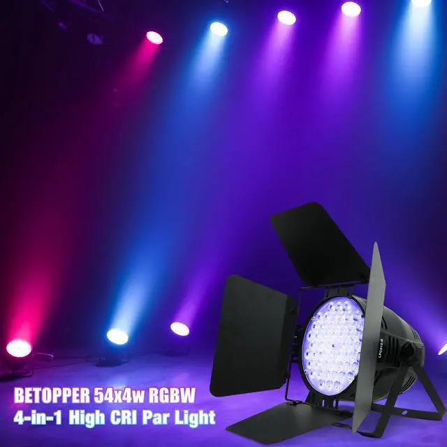 Alt view image 2 of 7 - 54 * 4W Stage Light with Barn Doors,RGBW High CRI DJ Light-1 Pack | 54 * 4W CRI>90 RGBW LEDs, Auto/Sound/DMX512/Master-Slave, LPC010N-B PAR Light For Parties,Concerts,theatrical,uplighting