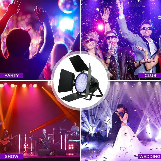 Alt view image 5 of 7 - 54 * 4W Stage Light with Barn Doors,RGBW High CRI DJ Light-1 Pack | 54 * 4W CRI>90 RGBW LEDs, Auto/Sound/DMX512/Master-Slave, LPC010N-B PAR Light For Parties,Concerts,theatrical,uplighting
