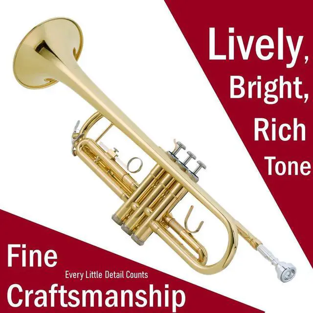 Alt view image 6 of 7 - Gold Lacquer Bb Trumpet Set, Rose Brass Leadpipe | Standard for Beginner & Intermediate Students, Stainless Valve, 7C Mouthpiece, Durable Case, Portable Stand, Maintenance Kit